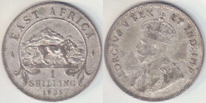 1925 East Africa silver Shilling A003205